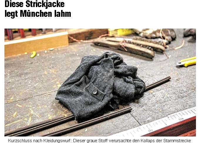 Kurzschluss nach Kleidungswurf